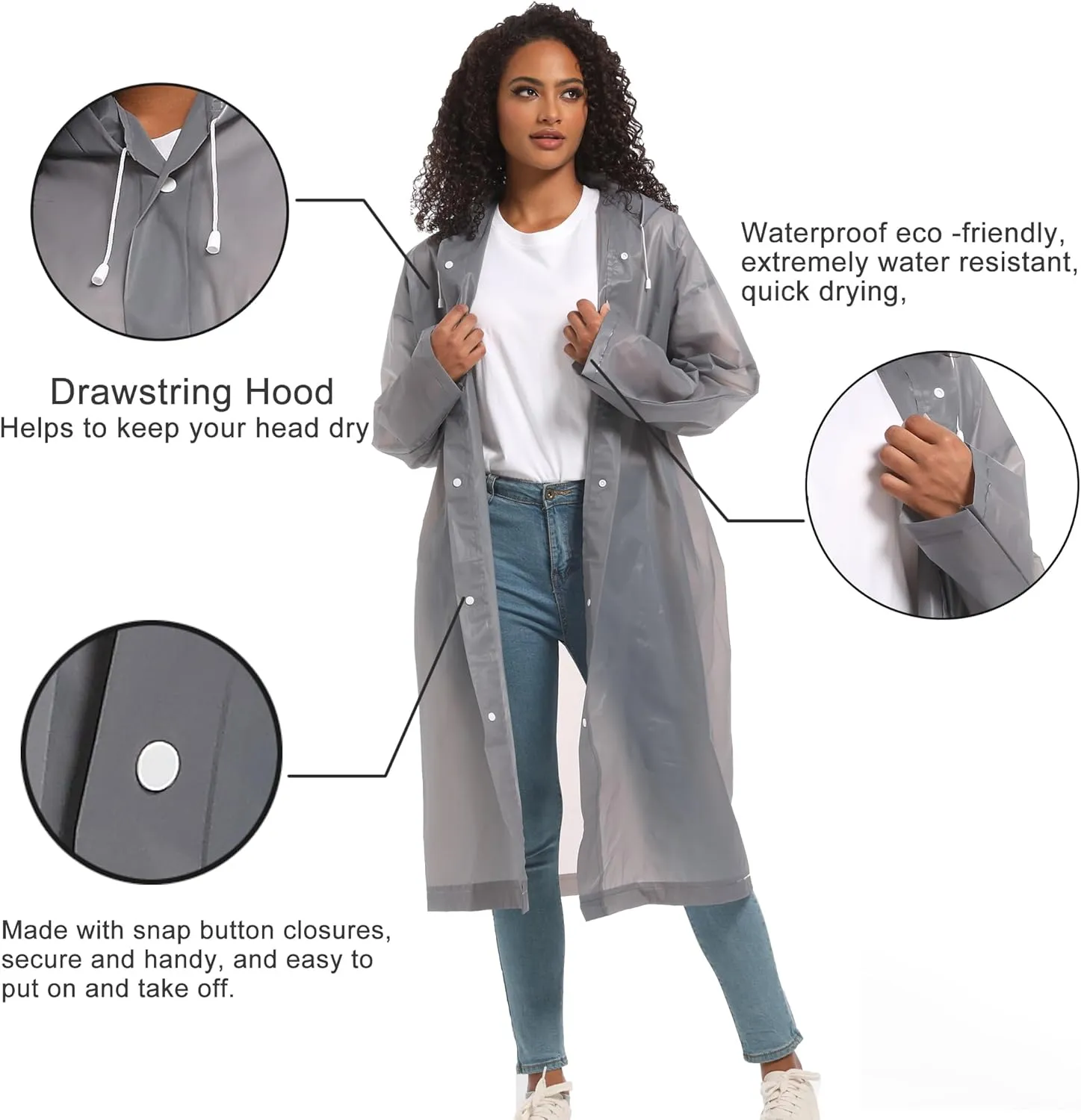 Rain Ponchos for Adults Raincoats (2 PACK) Reusable Rain Jackets Emergency Rain Ponchos with Hooded