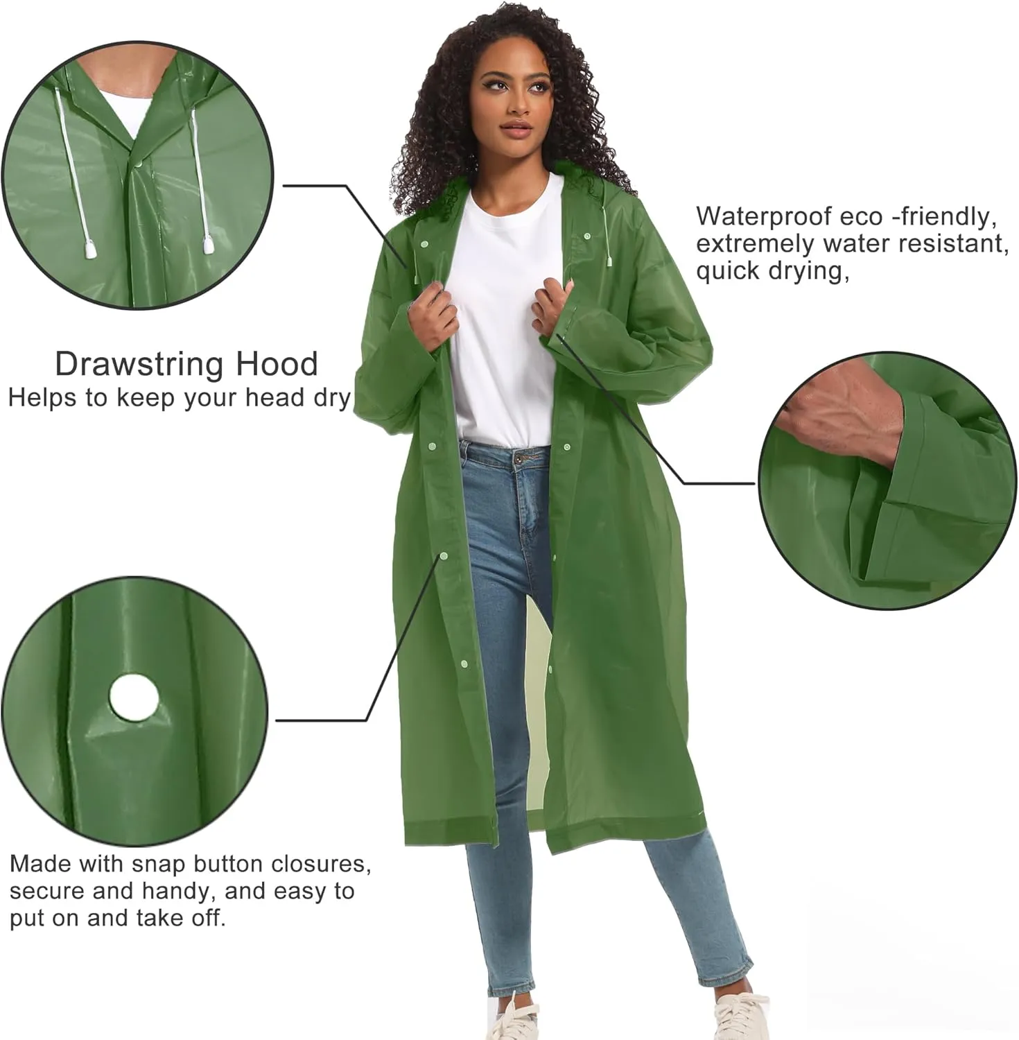 Rain Ponchos for Adults Raincoats (2 PACK) Reusable Rain Jackets Emergency Rain Ponchos with Hooded