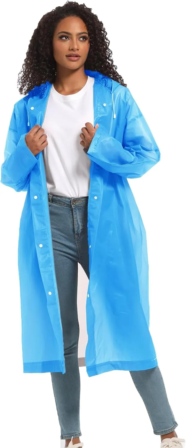Rain Ponchos for Adults Raincoats (2 PACK) Reusable Rain Jackets Emergency Rain Ponchos with Hooded