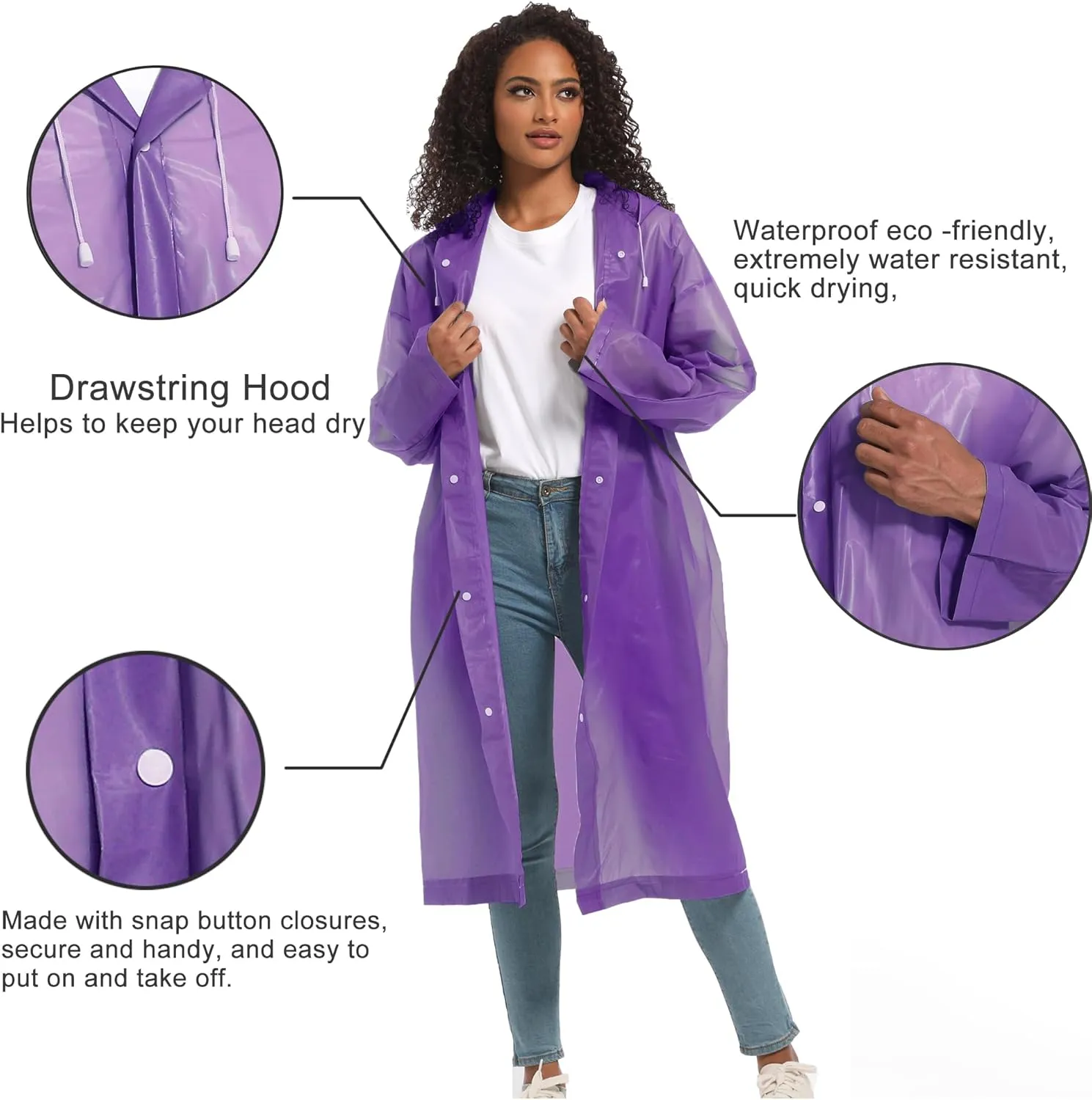 Rain Ponchos for Adults Raincoats (2 PACK) Reusable Rain Jackets Emergency Rain Ponchos with Hooded