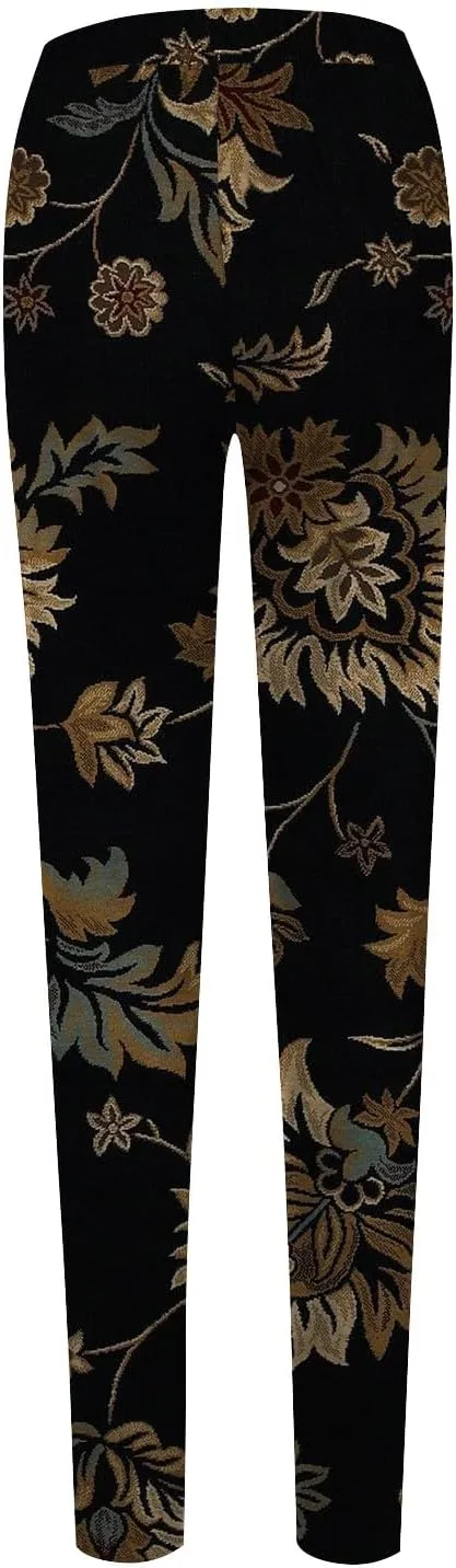 Retro Floral Printed Leggings High Waisted Yoga Pants for Women Workout Running Sports Tummy Control Stretch Trousers