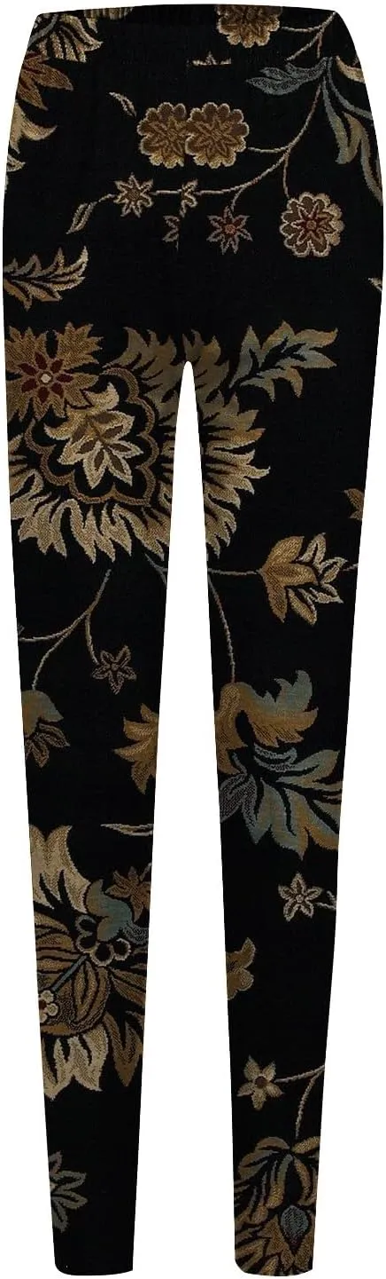 Retro Floral Printed Leggings High Waisted Yoga Pants for Women Workout Running Sports Tummy Control Stretch Trousers