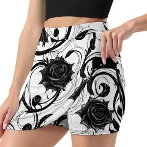 Rose Print Shorts Skirt Womans Golf Skort Light Proof Trouser Skirts High Waist Single Pocket A Line Sport Skorts