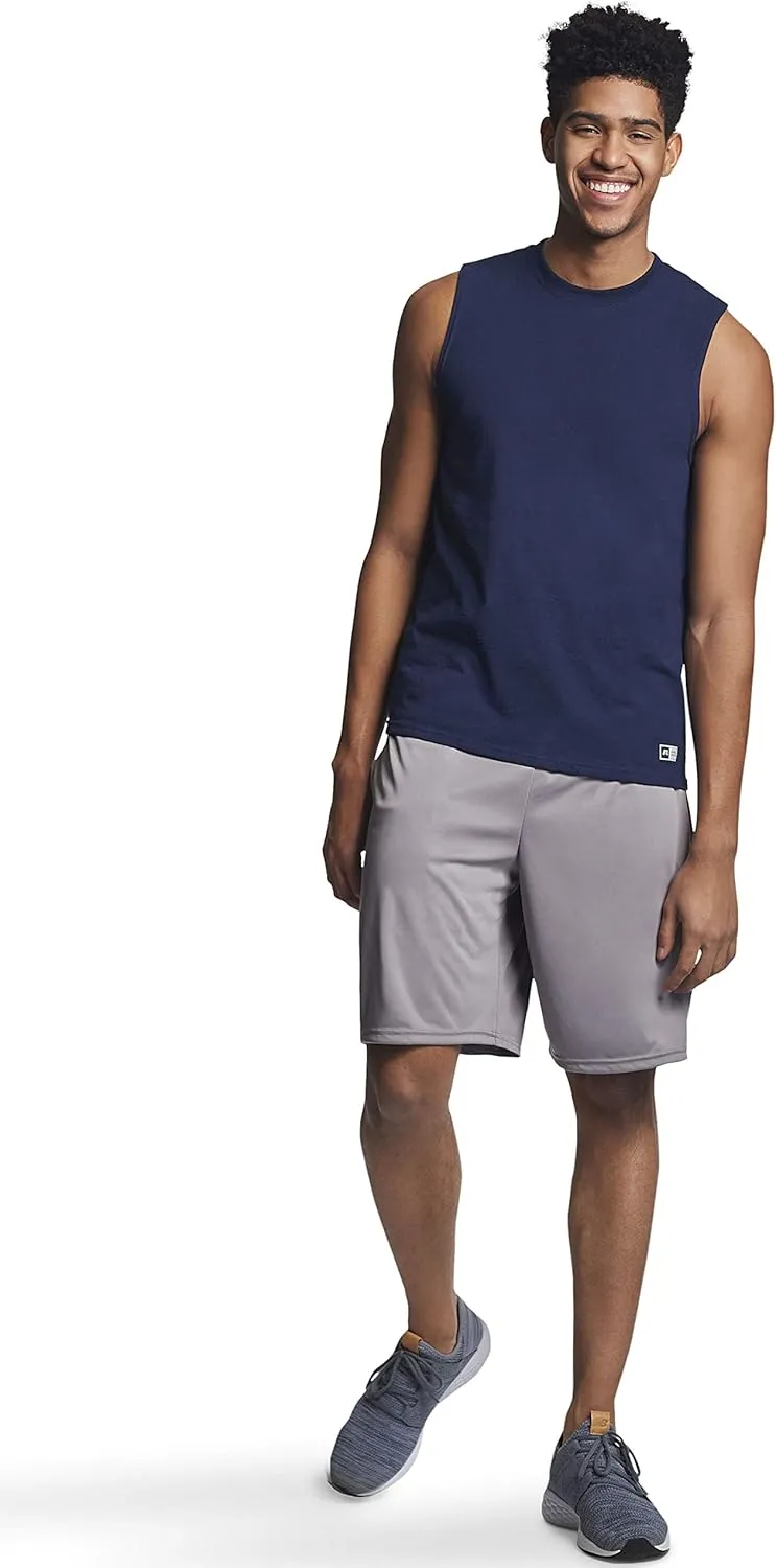 Russell Athletic Men's Dri-Power Cotton Blend Sleeveless Muscle Shirts, Moisture Wicking Odor Protection UPF 30 , Sizes S-4X