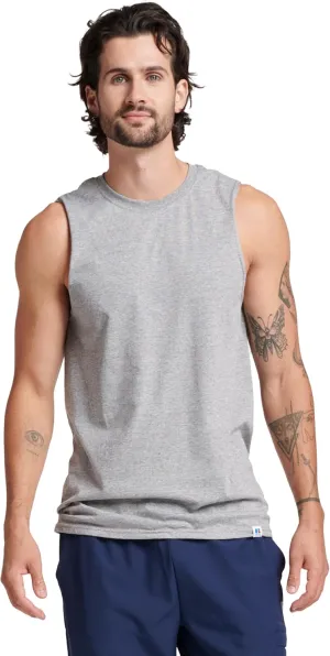 Russell Athletic Men's Dri-Power Cotton Blend Sleeveless Muscle Shirts, Moisture Wicking Odor Protection UPF 30 , Sizes S-4X