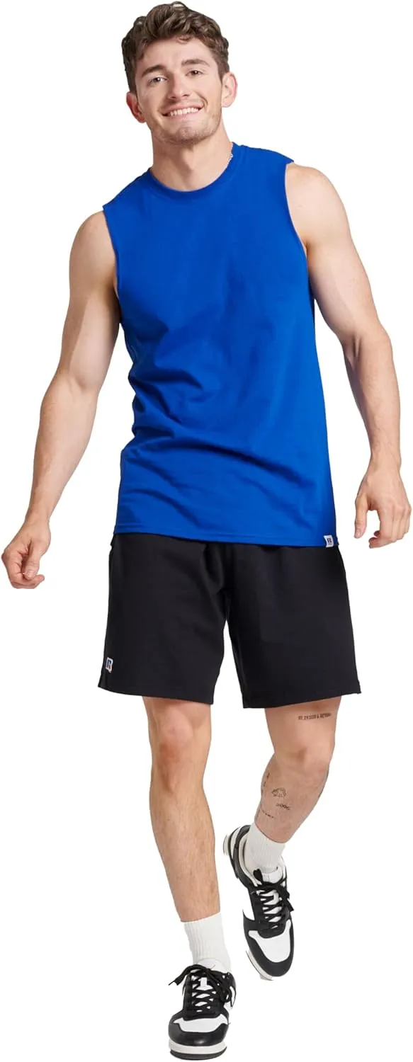 Russell Athletic Men's Dri-Power Cotton Blend Sleeveless Muscle Shirts, Moisture Wicking Odor Protection UPF 30 , Sizes S-4X