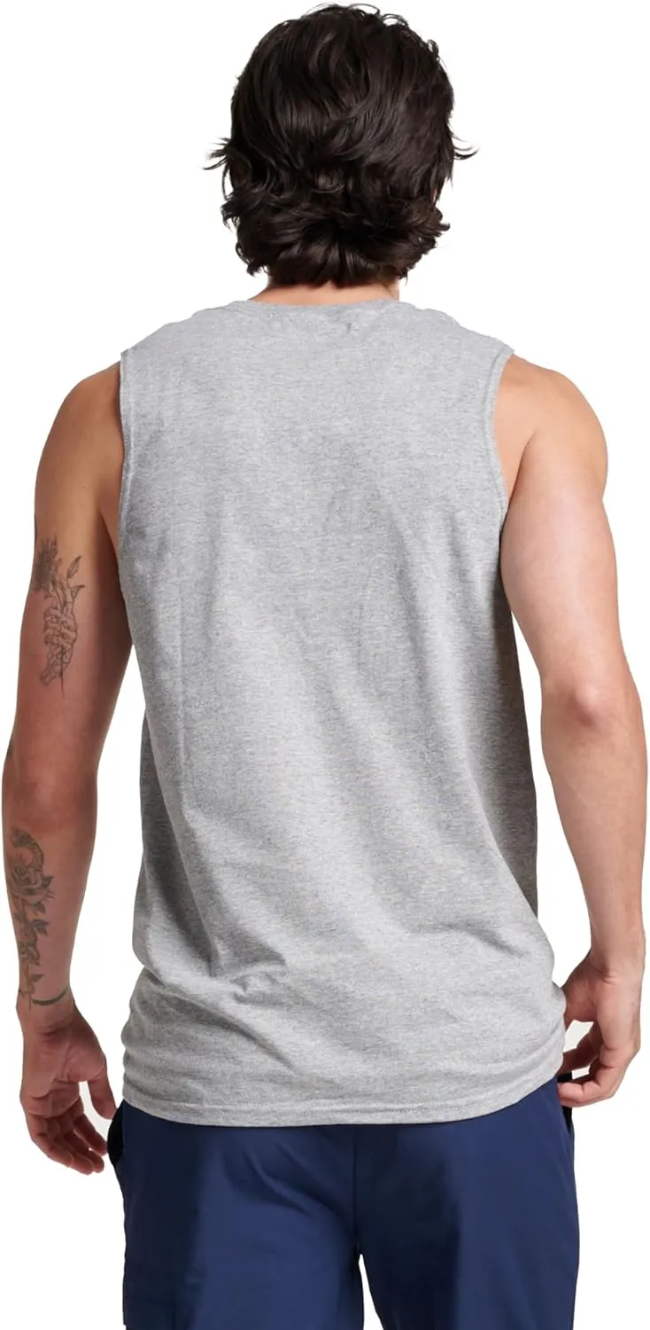 Russell Athletic Men's Dri-Power Cotton Blend Sleeveless Muscle Shirts, Moisture Wicking Odor Protection UPF 30 , Sizes S-4X