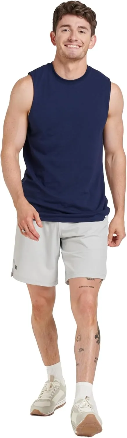 Russell Athletic Men's Dri-Power Cotton Blend Sleeveless Muscle Shirts, Moisture Wicking Odor Protection UPF 30 , Sizes S-4X