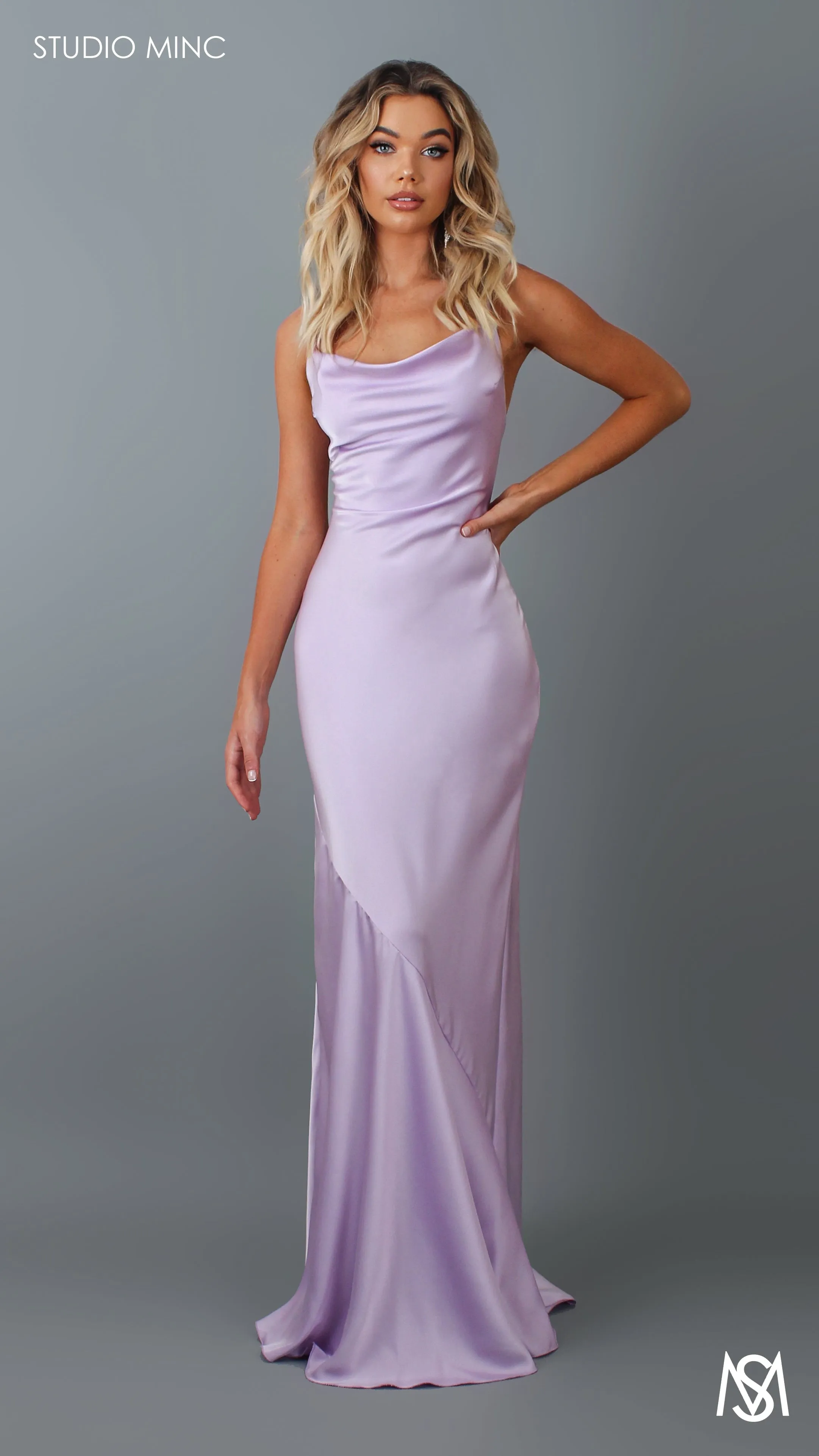 SERENE - Lavender Purple Satin Backless Formal Dress