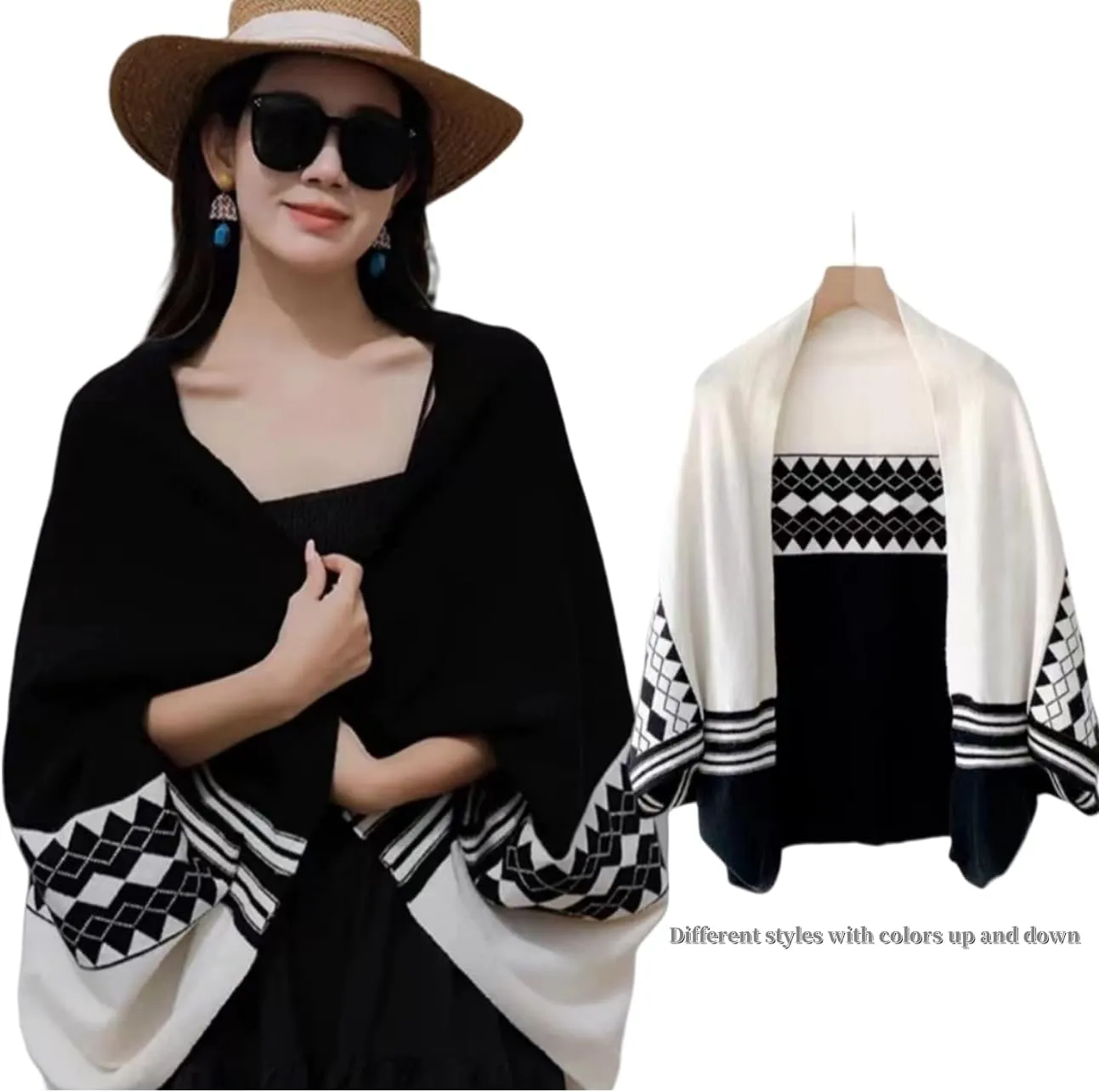 Shrug Sweater Shawl Wraps for Women Soft Cashmere Ponchos Sweater Cardigan Casual Open Front Top Cape Shawls