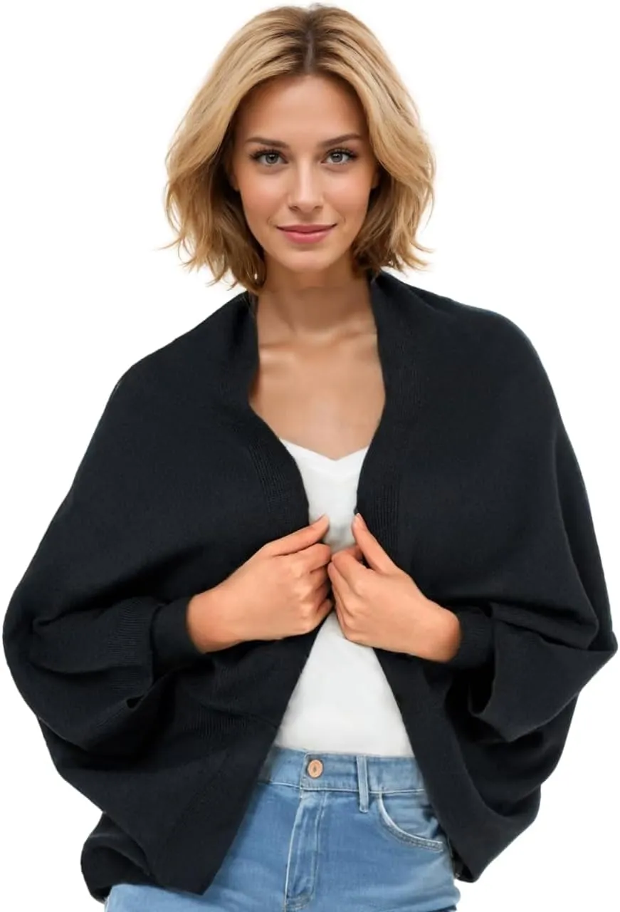 Shrug Sweater Shawl Wraps for Women Soft Cashmere Ponchos Sweater Cardigan Casual Open Front Top Cape Shawls