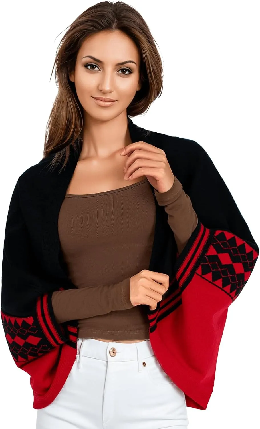 Shrug Sweater Shawl Wraps for Women Soft Cashmere Ponchos Sweater Cardigan Casual Open Front Top Cape Shawls