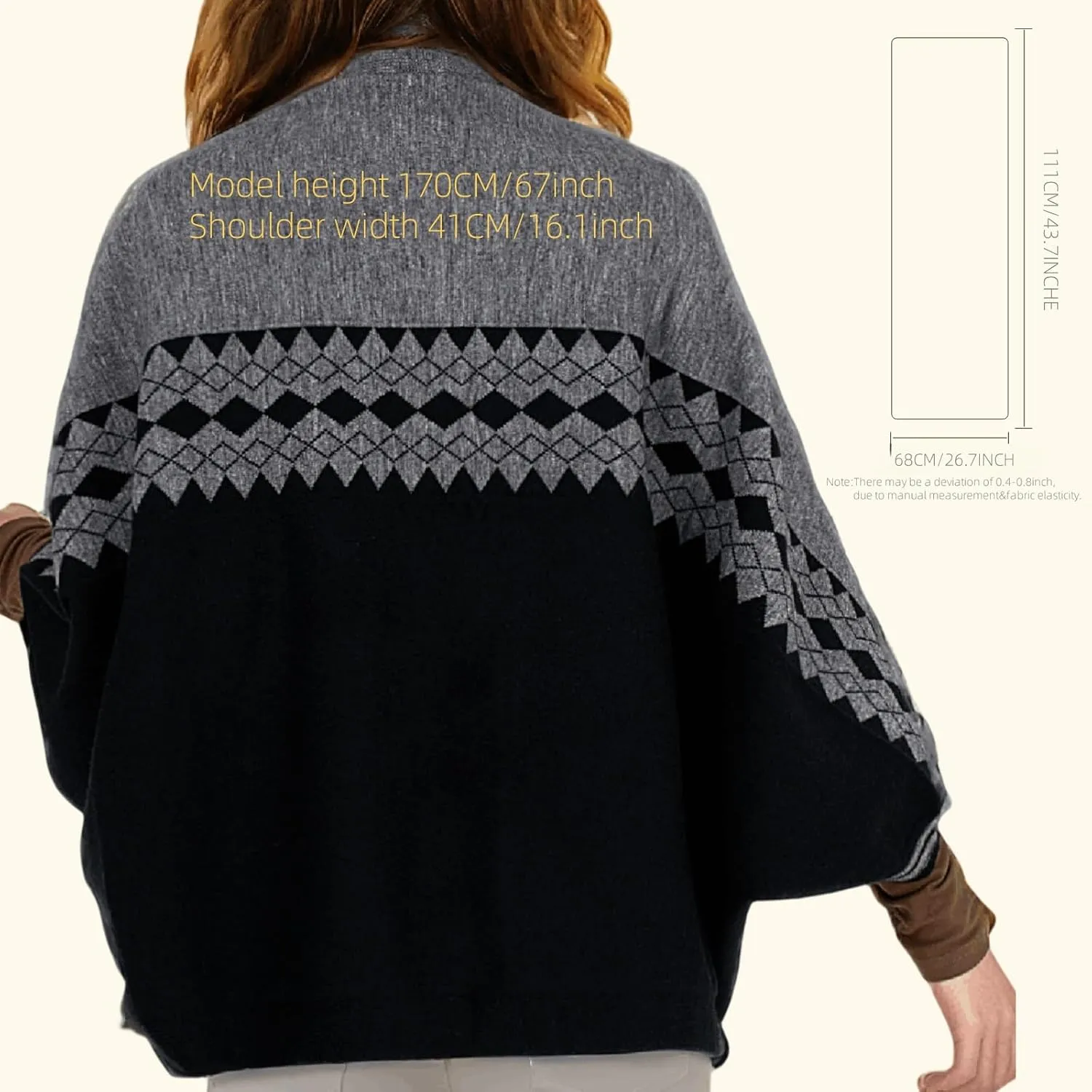 Shrug Sweater Shawl Wraps for Women Soft Cashmere Ponchos Sweater Cardigan Casual Open Front Top Cape Shawls