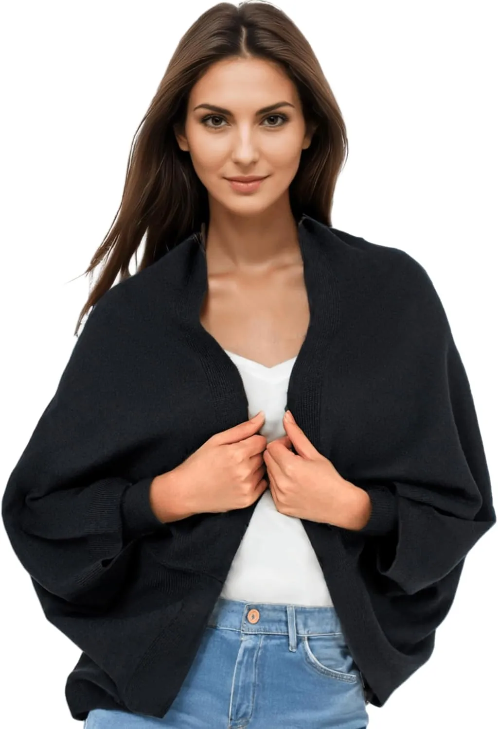 Shrug Sweater Shawl Wraps for Women Soft Cashmere Ponchos Sweater Cardigan Casual Open Front Top Cape Shawls