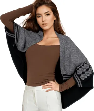 Shrug Sweater Shawl Wraps for Women Soft Cashmere Ponchos Sweater Cardigan Casual Open Front Top Cape Shawls