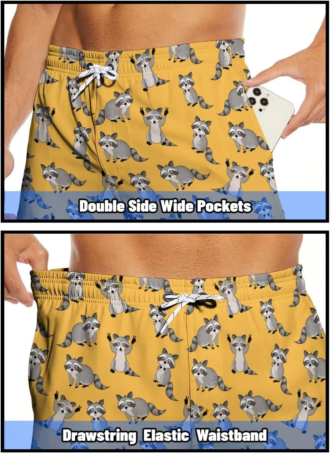 Socira Men's Swim Trunks with Compression Liner, Quick Dry Mens 2 in 1 Swimming Trunks Men Beach Bathing Suits Swimsuit
