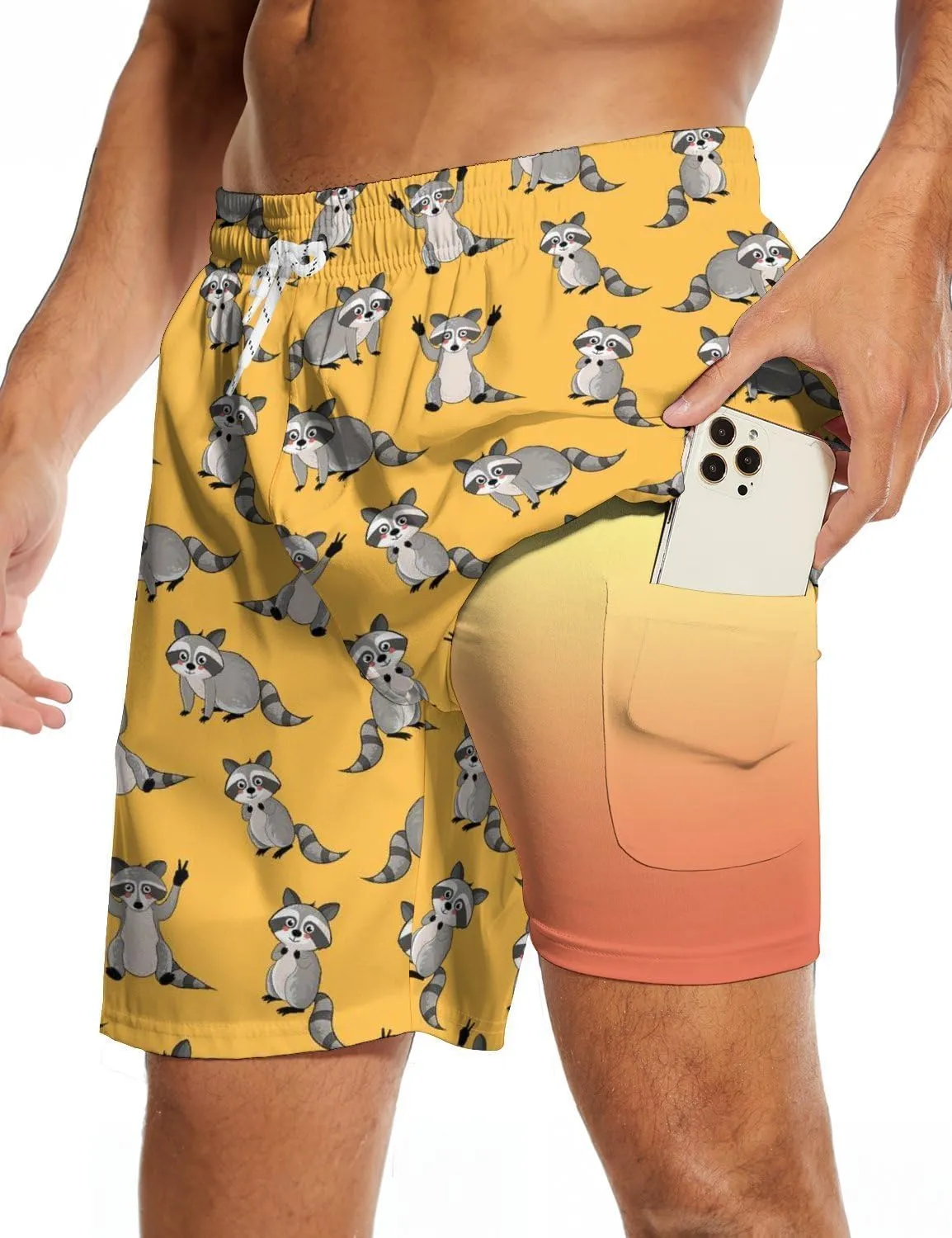 Socira Men's Swim Trunks with Compression Liner, Quick Dry Mens 2 in 1 Swimming Trunks Men Beach Bathing Suits Swimsuit