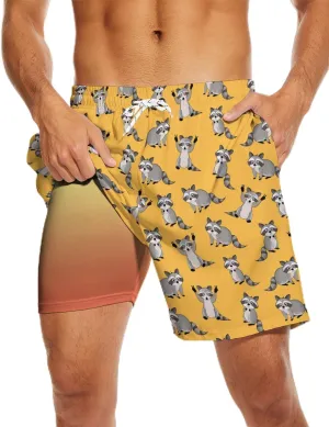 Socira Men's Swim Trunks with Compression Liner, Quick Dry Mens 2 in 1 Swimming Trunks Men Beach Bathing Suits Swimsuit