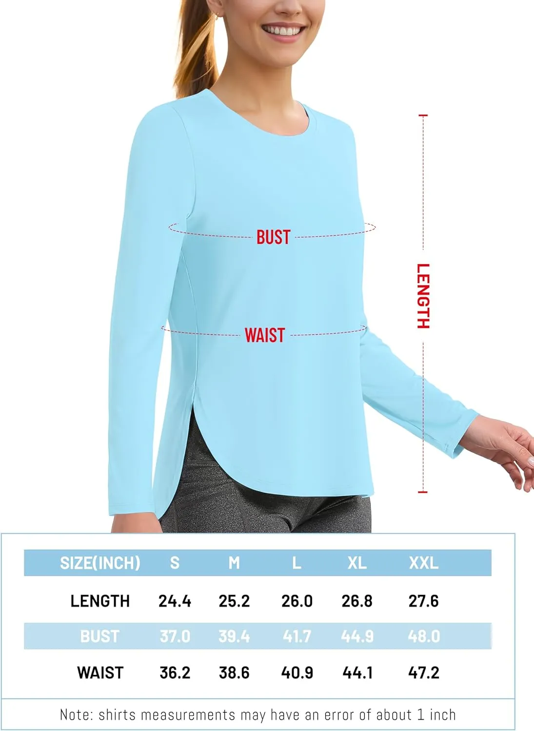TACVASEN Women's Sun Shirts Long Sleeves Quick Dry Lightweight UPF 50  Workout Tops for Summer Outdoor Wear