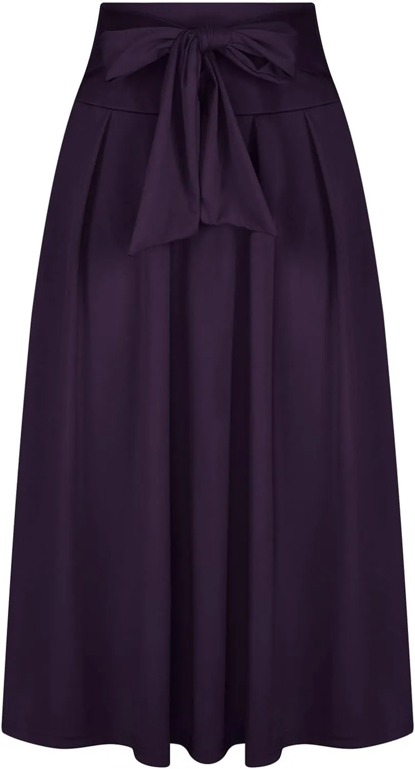 TANGNADE Women's High Waist A-Line Skirt Ankle Length Casual Flowy Long Flared Summer Trendy Elegant Maxi Skirt