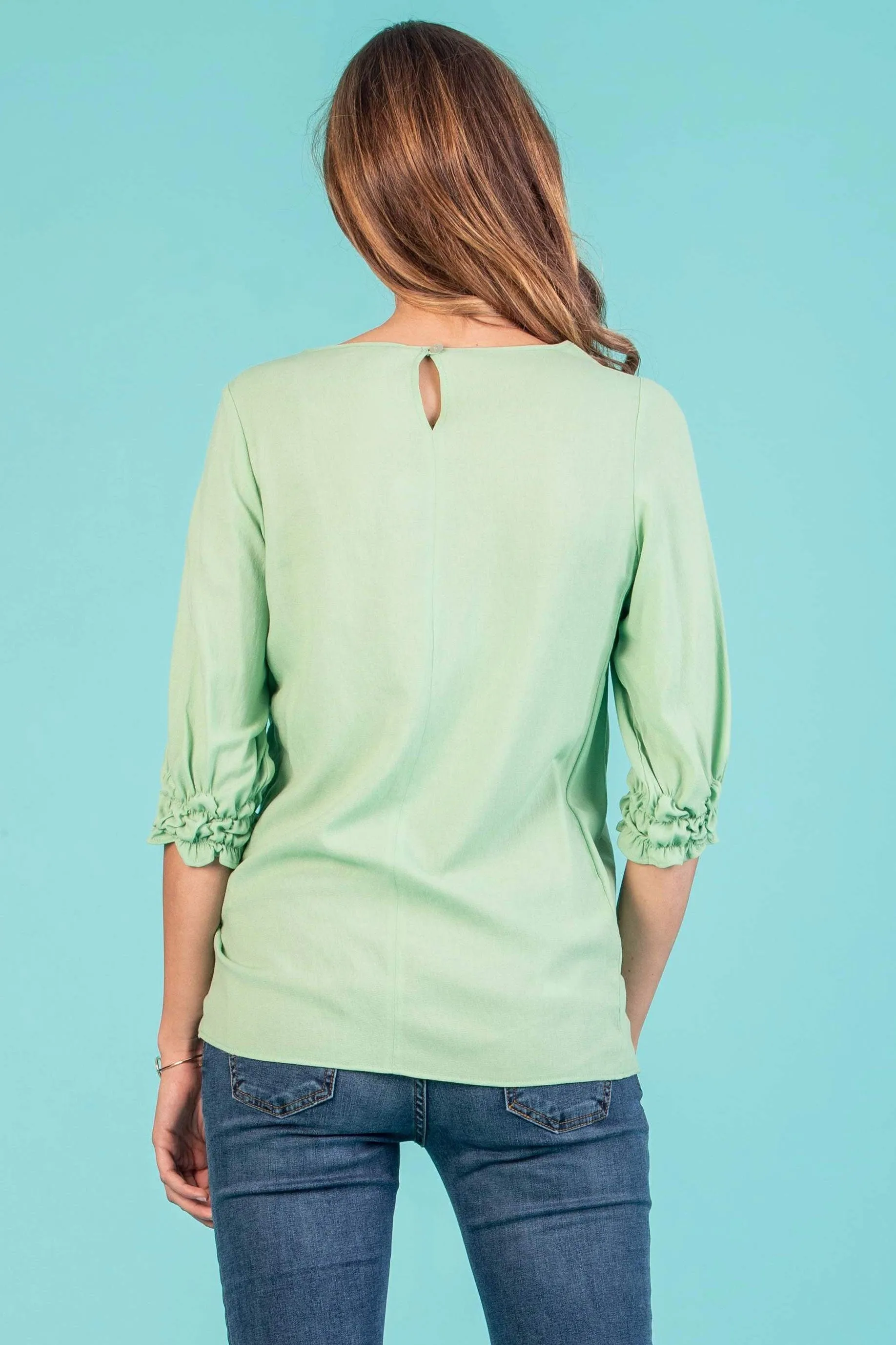 The Alyssa Side-Detailed Maternity Top in Pistachio