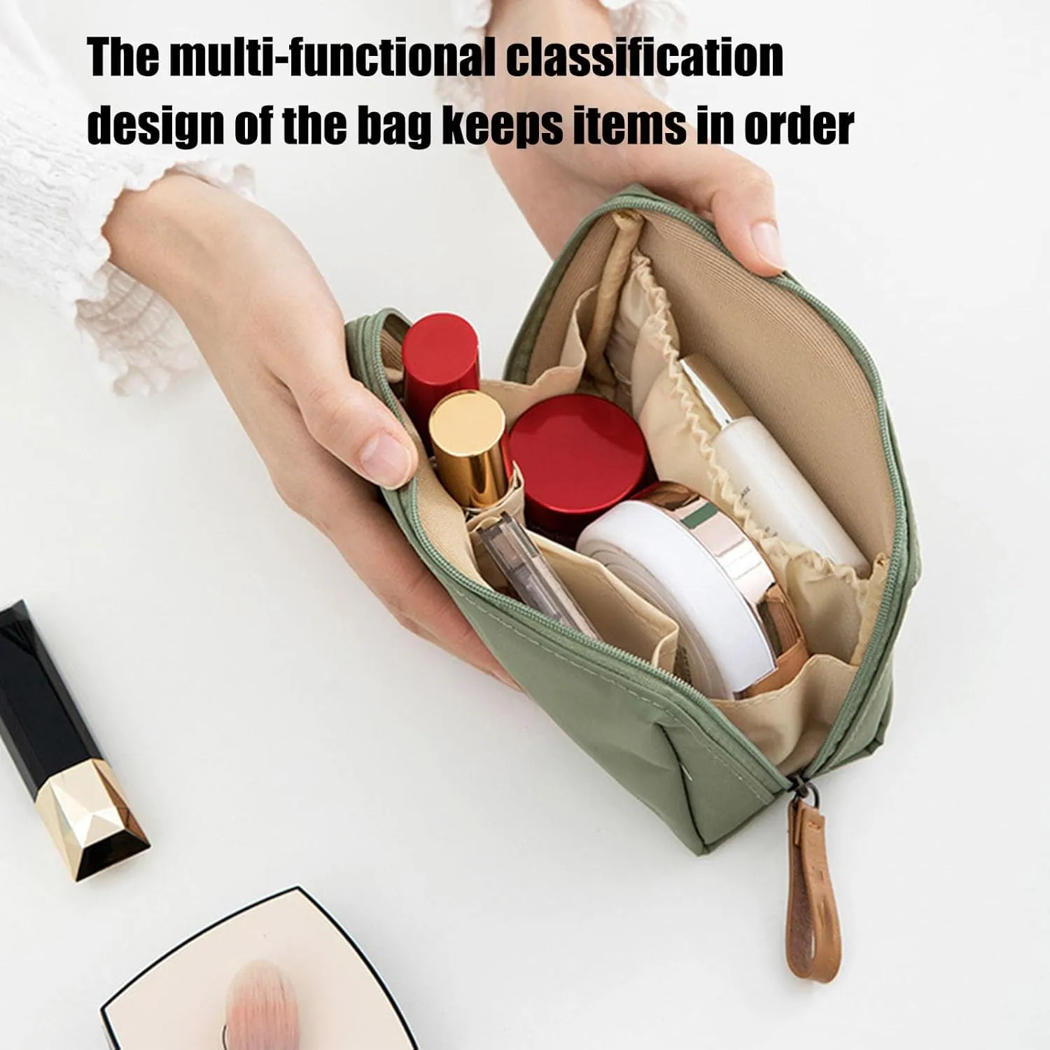 Tidynook Makeup Bag Small, Minimalist Travel Cosmetic Pouch Portable Clutch Women and Girls (Pink, Small)