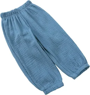 Toddler Girls Pull On Pants Casual Solid Color Cotton Linen Beach Pants Summer Outdoor Casual Trousers