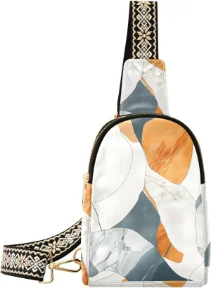 trendy Marble Stones Simple Minimalist womens fanny pack leather sling backpack sling bag for hiking