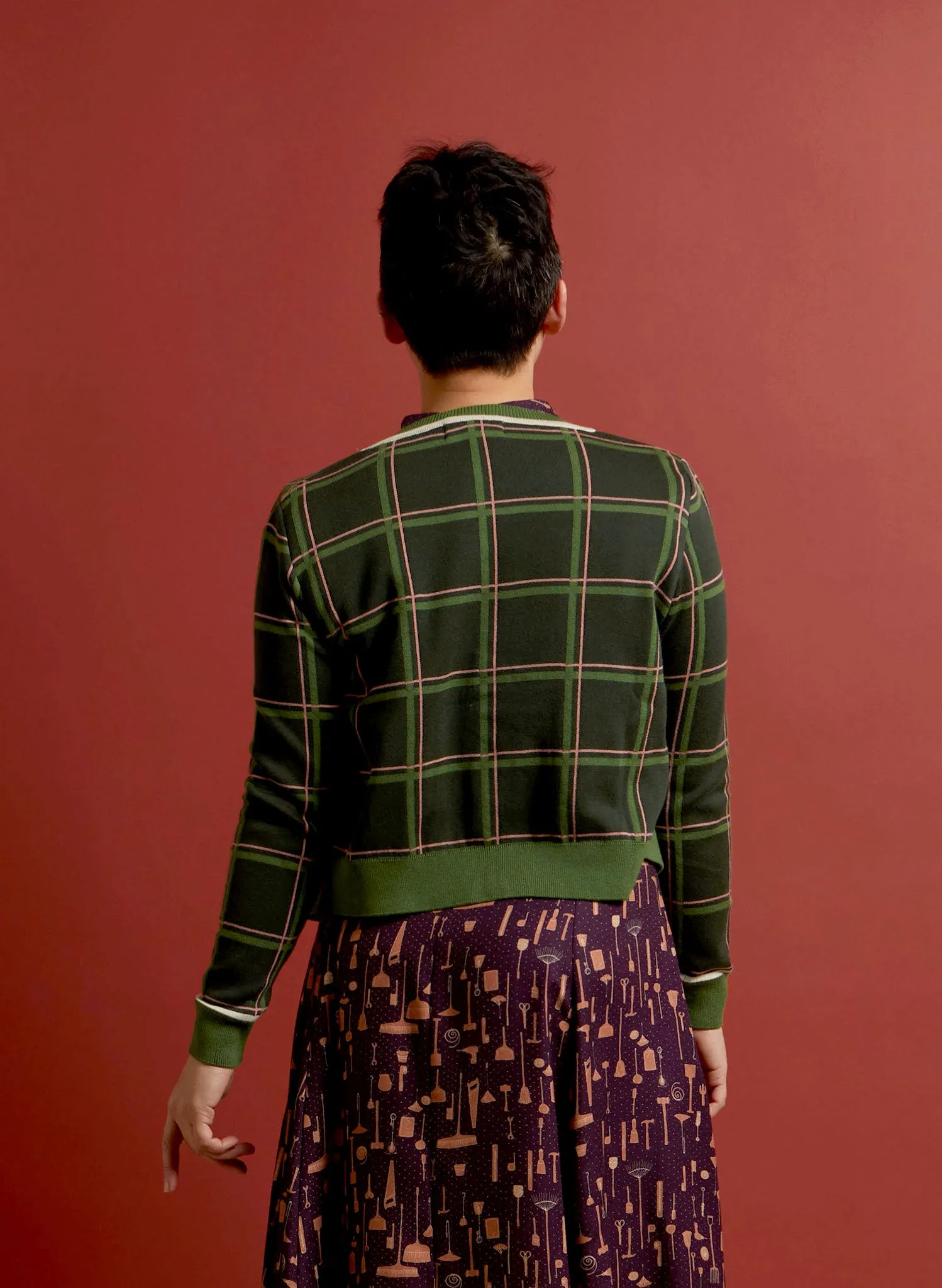 Vera - Green Tuck Shop Jacquard Cardigan