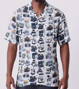 Vintage Cameras Button Up Short-Sleeve Shirt