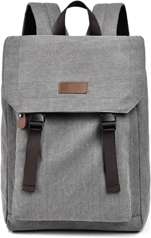 Vintage Canvas Backpack, Classic Daypack with Multiple Pockets, Rushbag, College Backpack Freshman, Multi Colors (Minimalist, Grey)