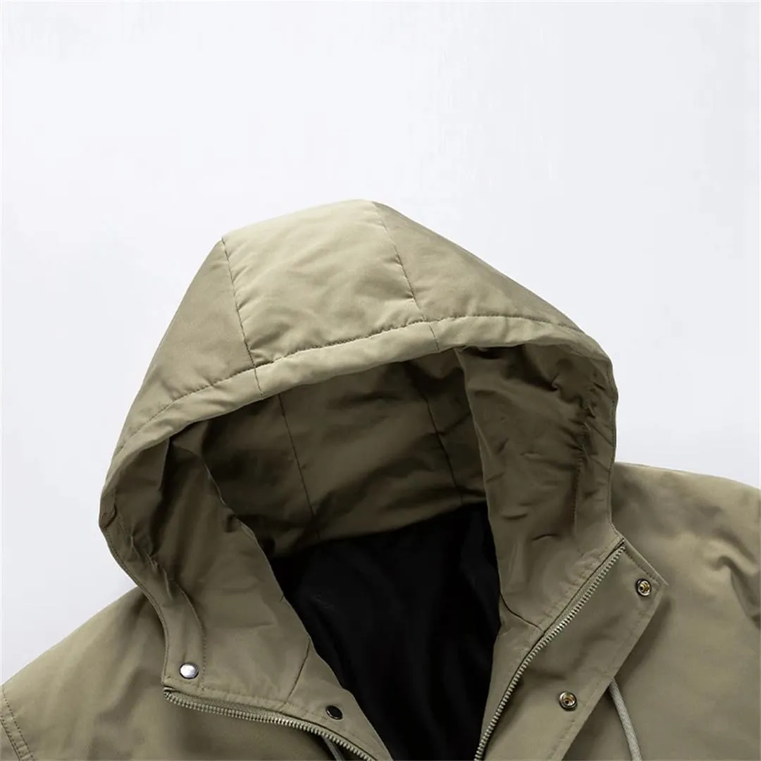 Vintage Padded Cotton Jacket Coat Outdoor Travel Multi-Pocket Warm Puffer Winter Jacket