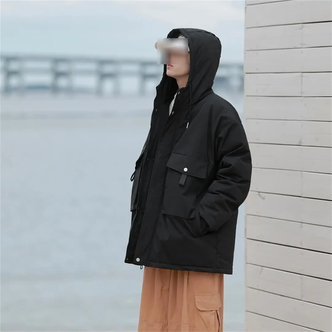 Vintage Padded Cotton Jacket Coat Outdoor Travel Multi-Pocket Warm Puffer Winter Jacket