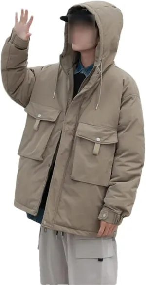 Vintage Padded Cotton Jacket Coat Outdoor Travel Multi-Pocket Warm Puffer Winter Jacket