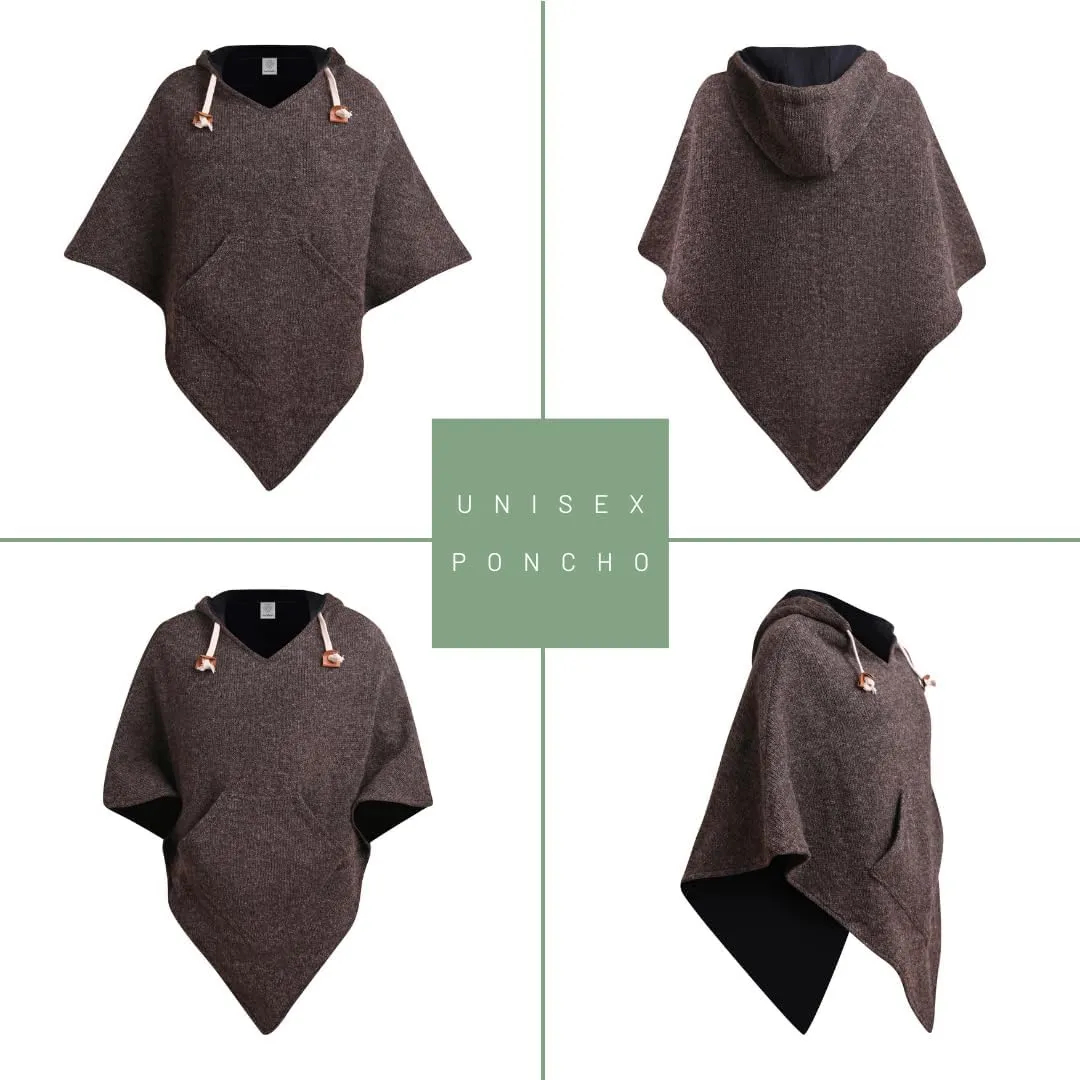 virblatt - Poncho Men & Women | Wool & Fleece | Unisex Hooded Winter Poncho