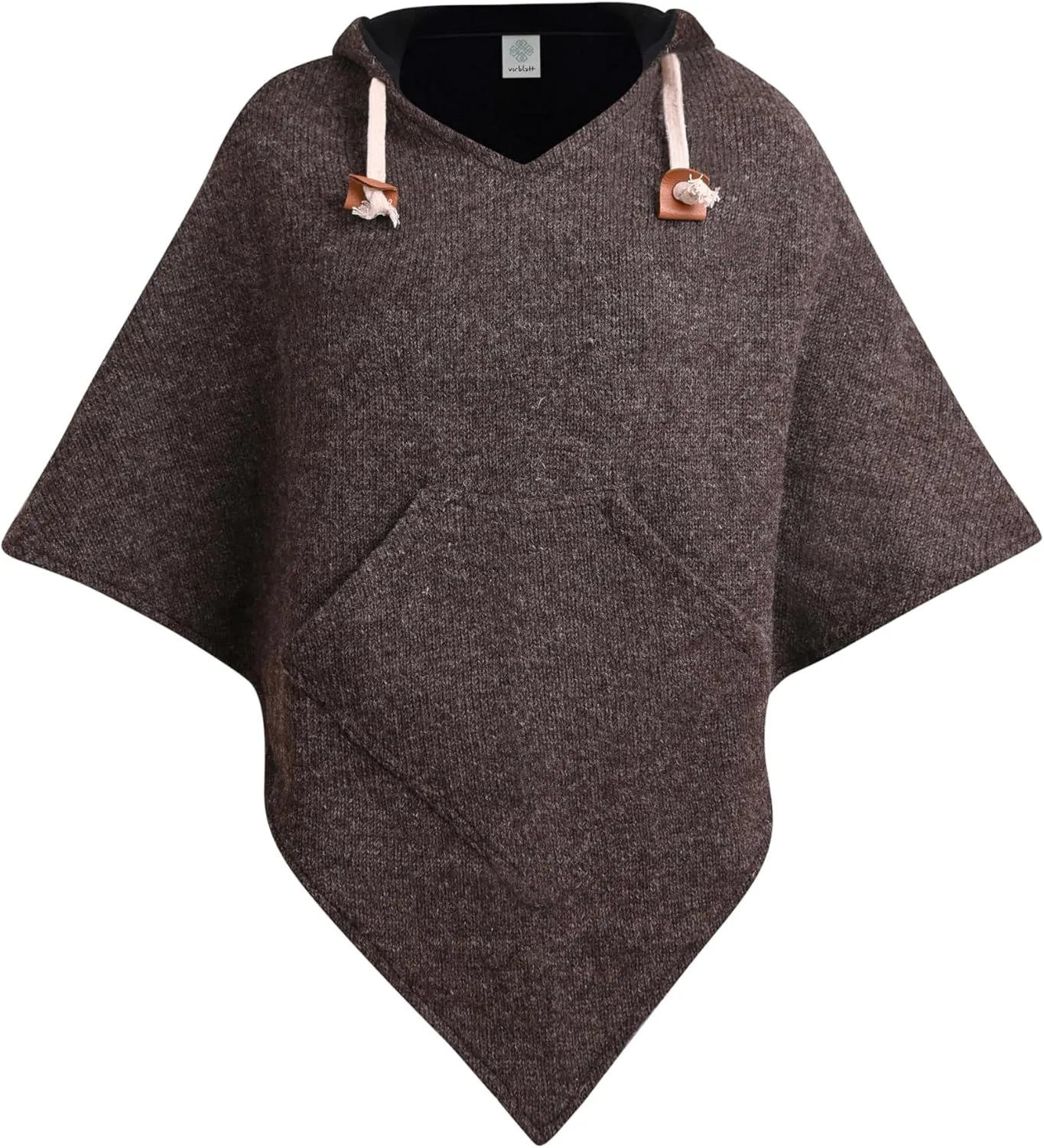 virblatt - Poncho Men & Women | Wool & Fleece | Unisex Hooded Winter Poncho