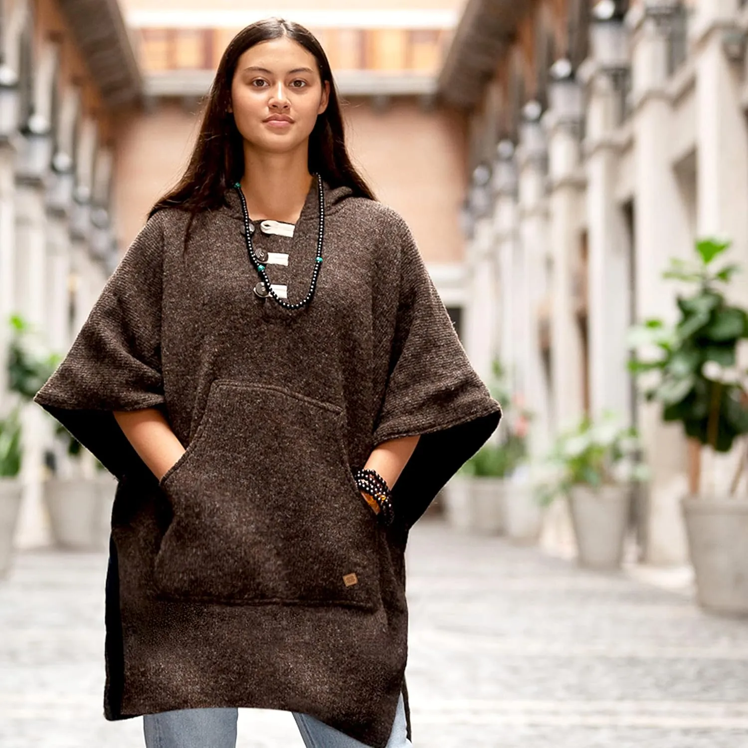 virblatt Wool Poncho Men | Wool & Fleece | Hooded Winter Warm Mens Poncho Blanket