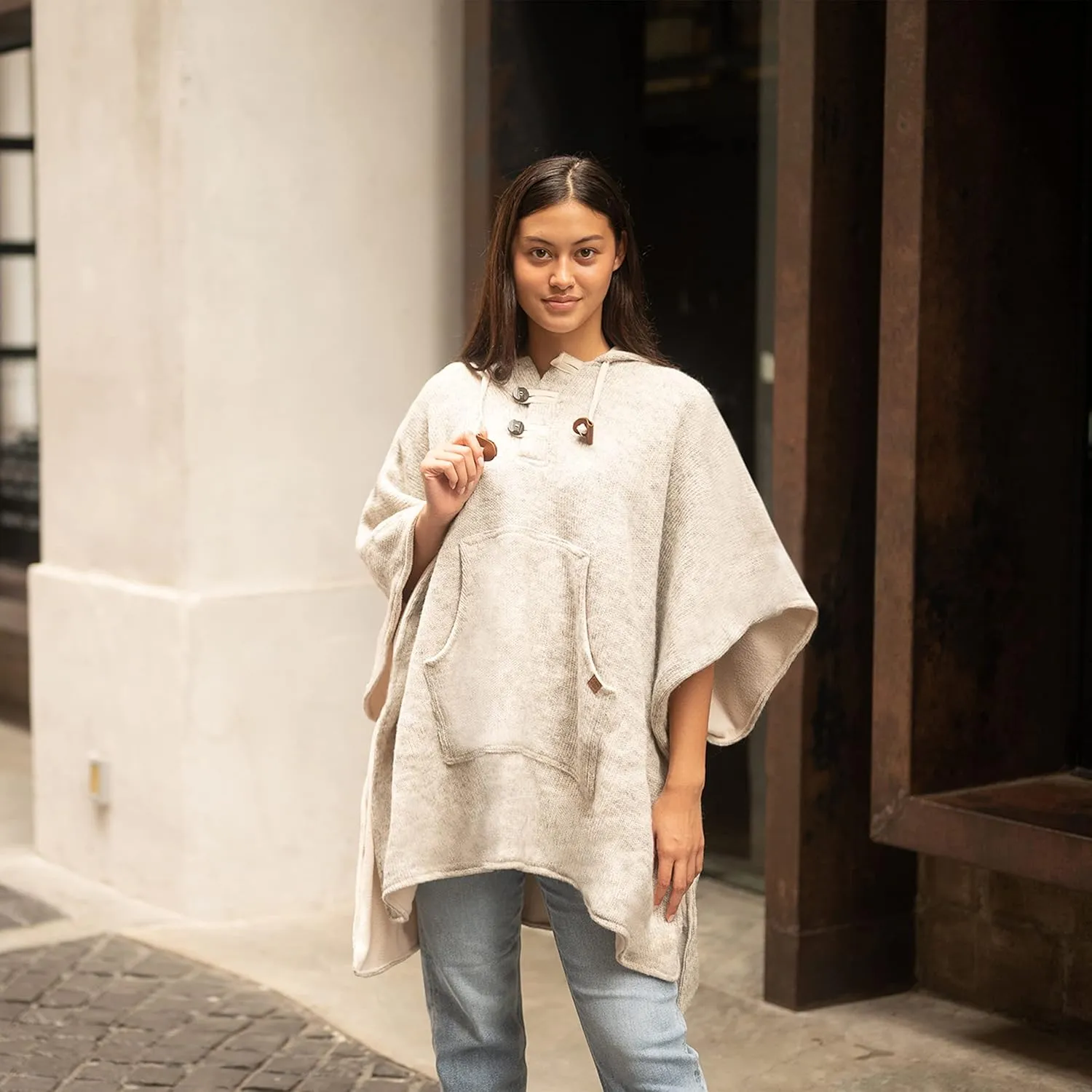 virblatt Wool Poncho Men | Wool & Fleece | Hooded Winter Warm Mens Poncho Blanket