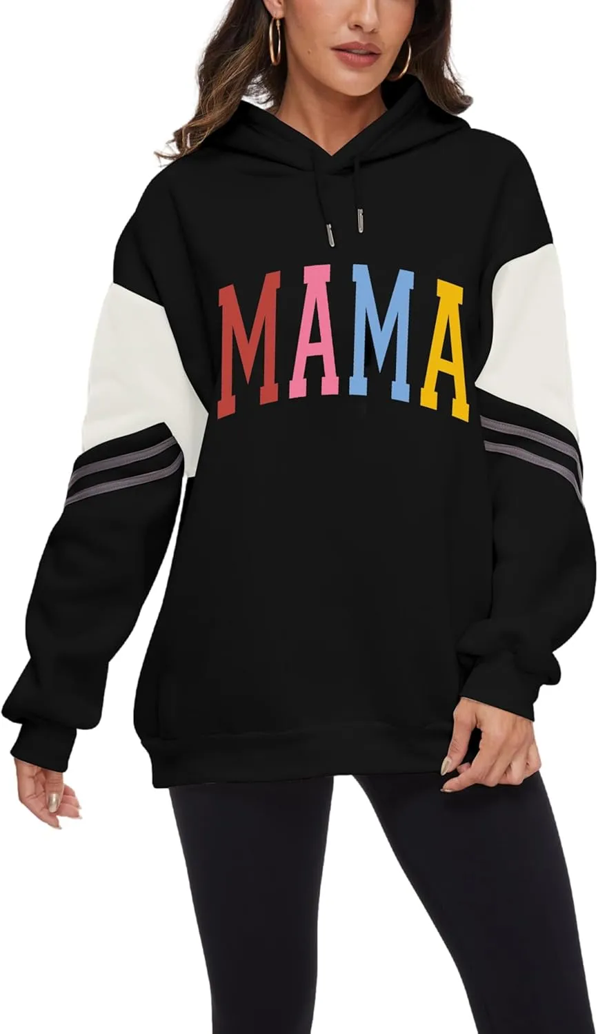 Vivimeng Mama Hoodies for Women Oversized Long Sleeve Sweatshirt In My Mama Era Casual Pullovers Tops S-XXL