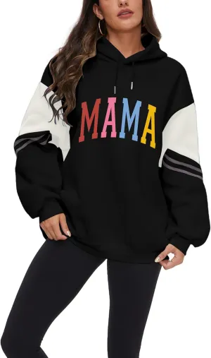 Vivimeng Mama Hoodies for Women Oversized Long Sleeve Sweatshirt In My Mama Era Casual Pullovers Tops S-XXL