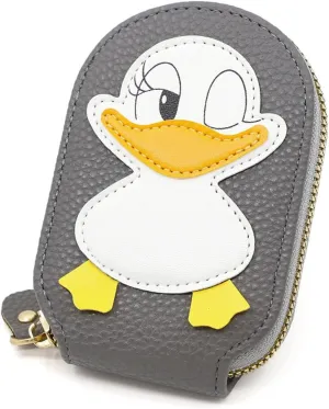 Wallet Card Holder, RFID Blocking Purse,Cute Duck Small Minimalist Leather Credit for Women, Girls, Ladies (Grey)