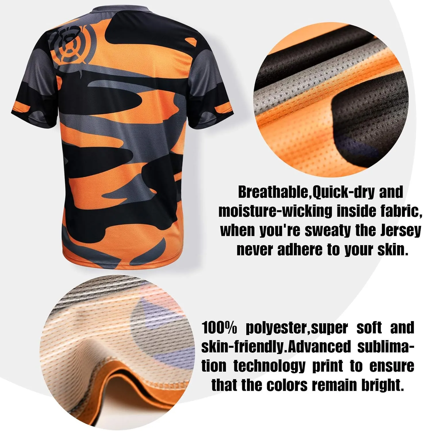 Wisdom Leaves Mens Mountain Bike Jersey Short Sleeve MTB Shirts Moisture-Wicking and Quick-Dry