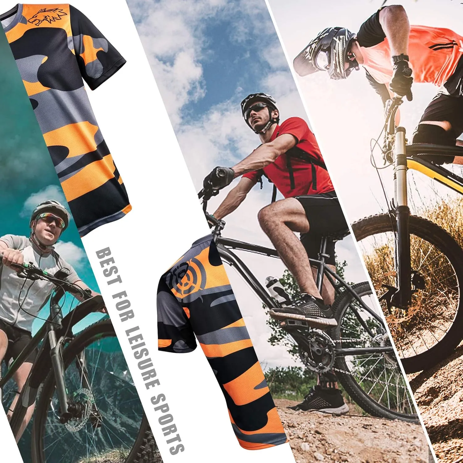 Wisdom Leaves Mens Mountain Bike Jersey Short Sleeve MTB Shirts Moisture-Wicking and Quick-Dry