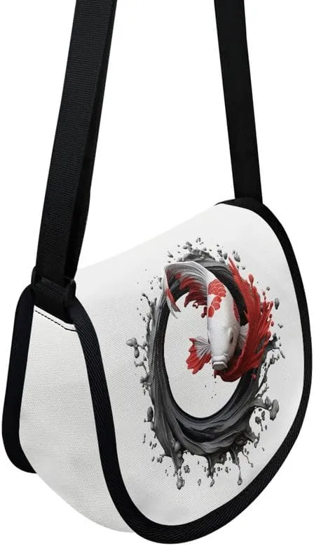 Women Aztec Boho Small Crossbody Bag Watercolor Galaxy Wolf Satchel Pack Minimalist Modern Semi Circle Messenger Bag