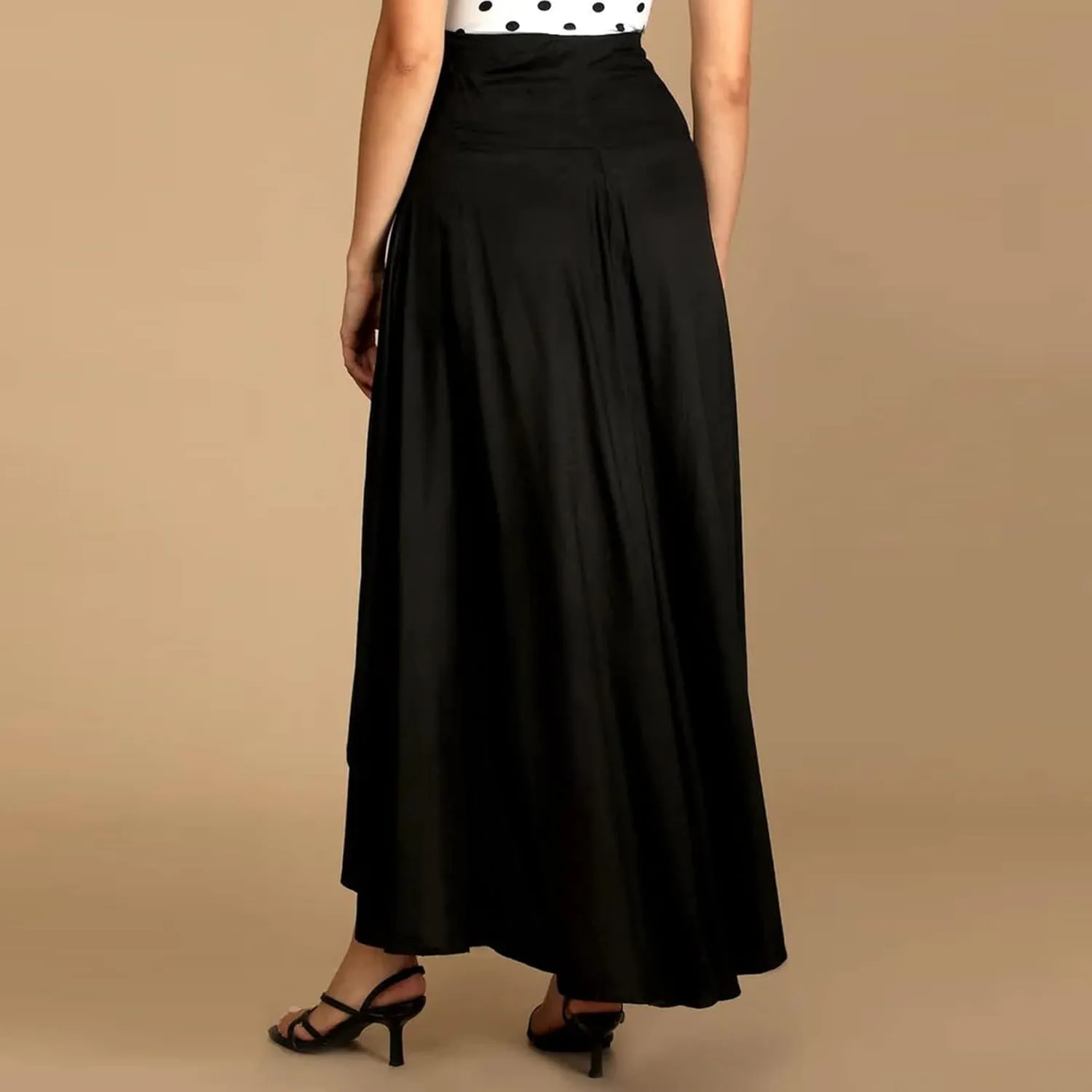 Women Boho High Waist Wrap Skirt Flowy Skirts Maxi Skirt with Slit Ruffle High Low Skirt with Shorts