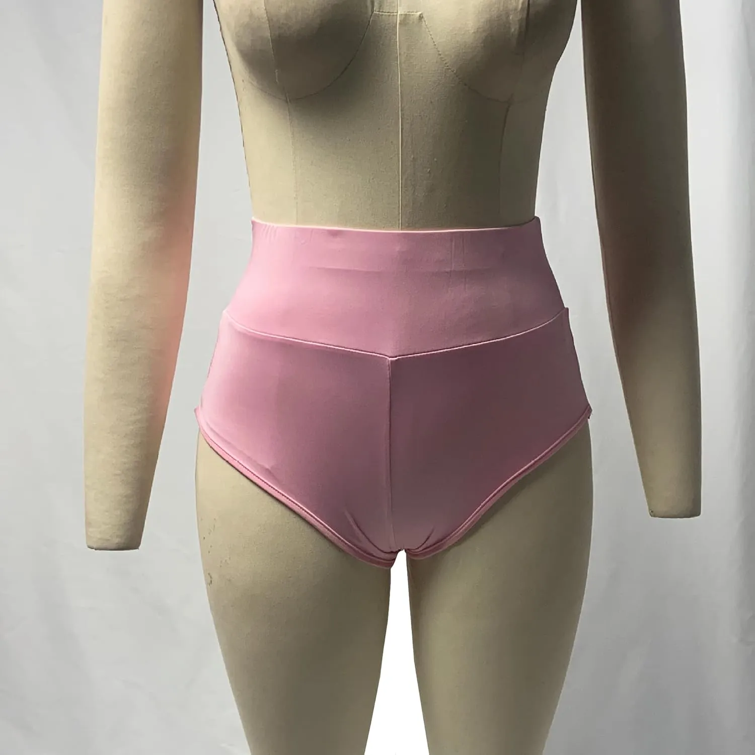 Women Retro Solid Silk High Waisted Scrunch Butt Lifting Booty Shorts Hot Pants