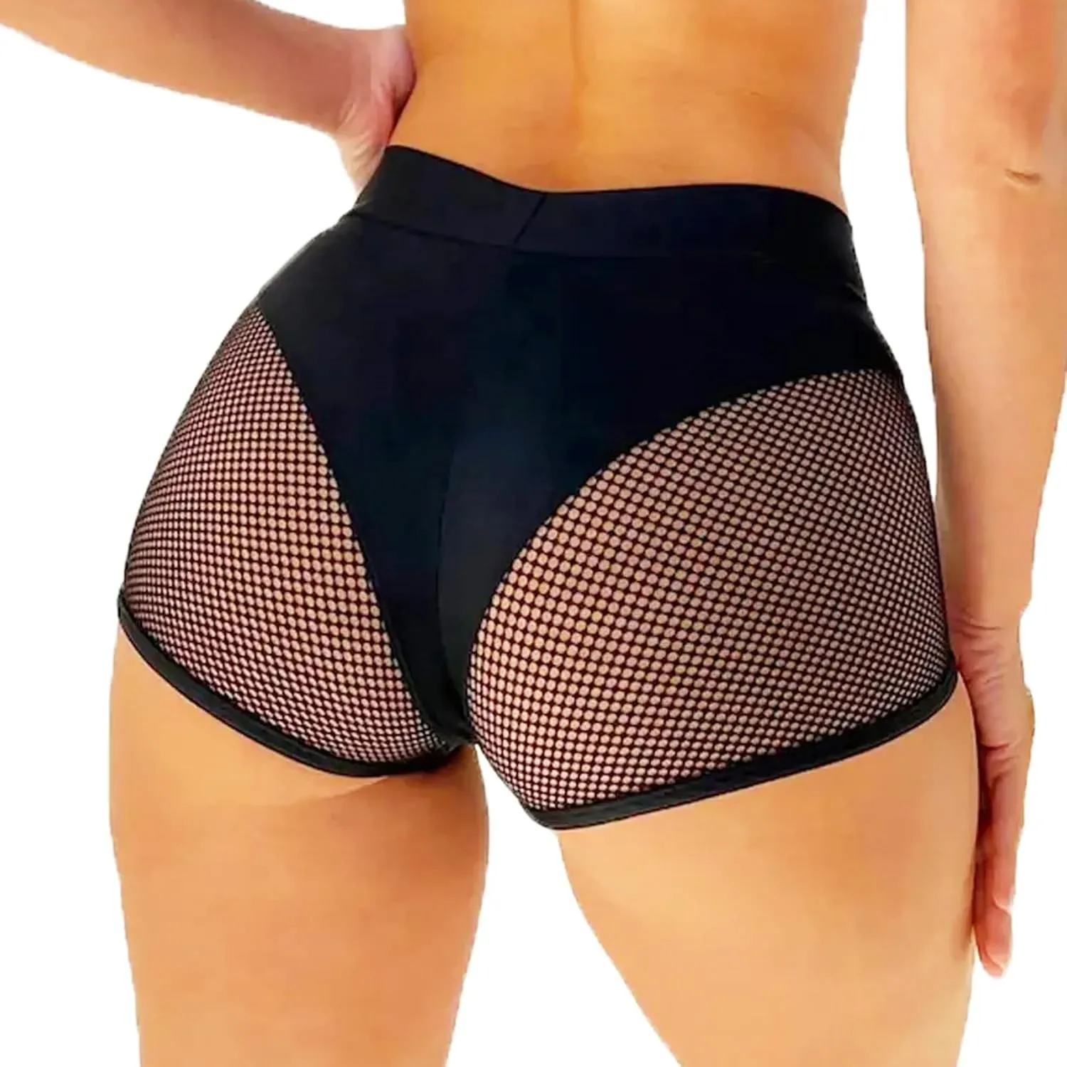 Women Retro Solid Silk High Waisted Scrunch Butt Lifting Booty Shorts Hot Pants