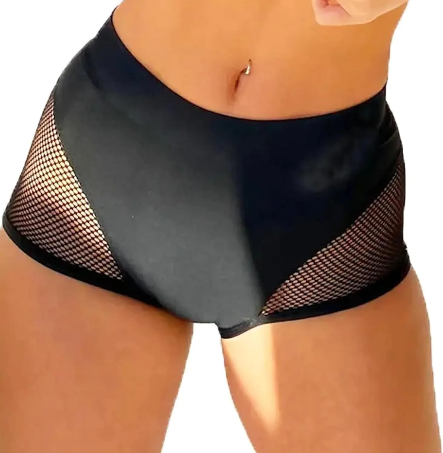 Women Retro Solid Silk High Waisted Scrunch Butt Lifting Booty Shorts Hot Pants