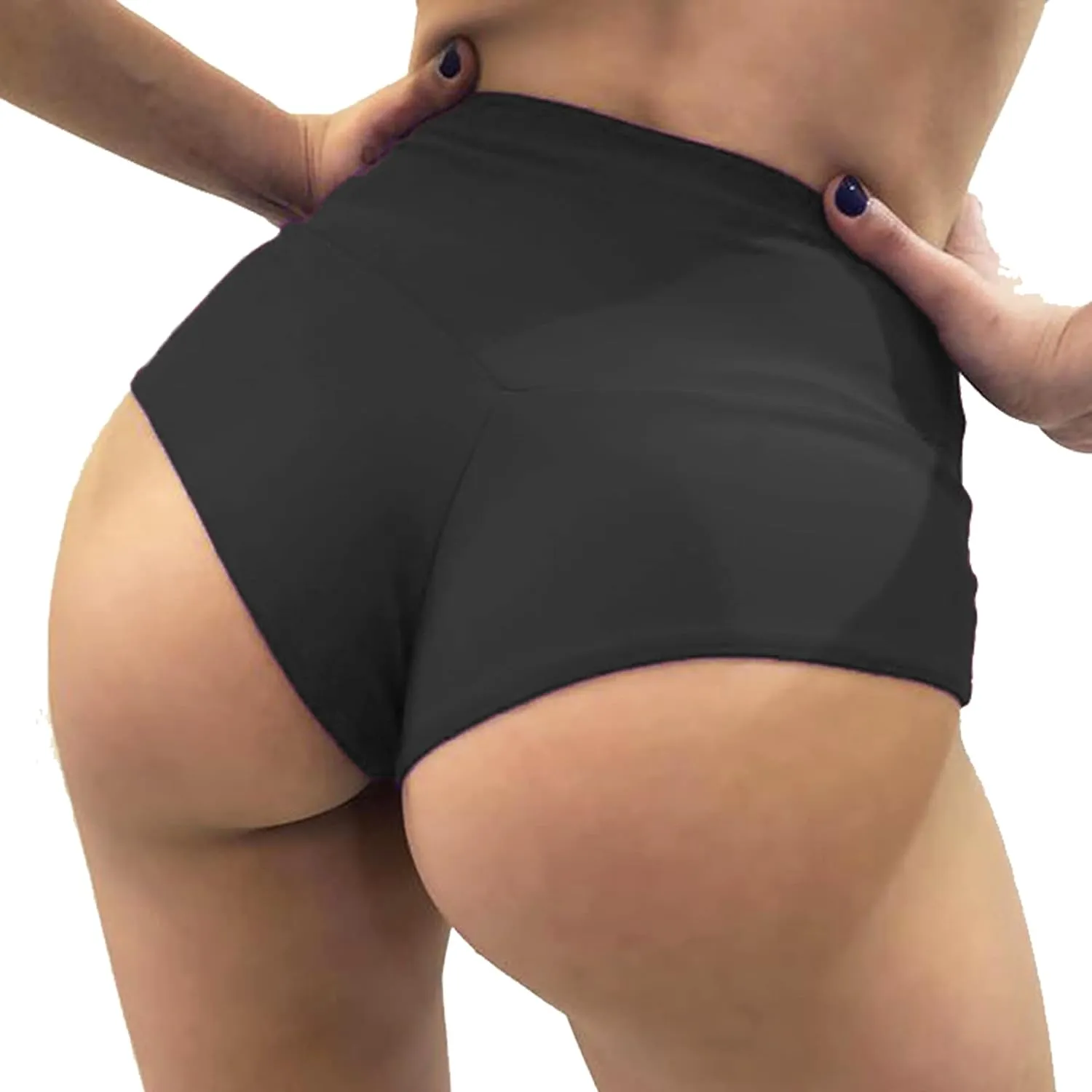 Women Retro Solid Silk High Waisted Scrunch Butt Lifting Booty Shorts Hot Pants