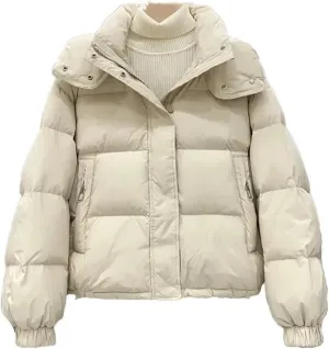 Women's Autumn Winter Down Cotton Jacket Korean Cotton-Padded Thicken Warm Hooded Parkas Short Coat Casual Top